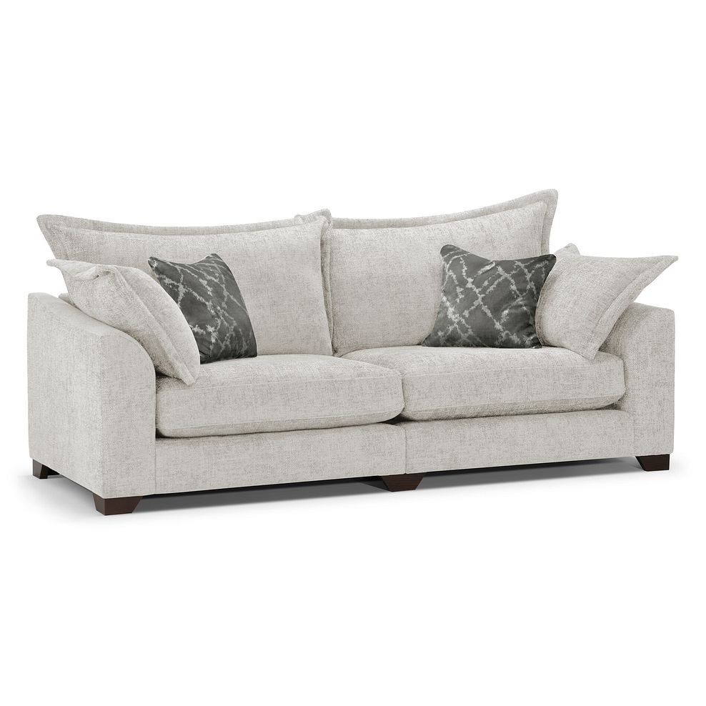 Dewsbury 4 Seater Sofa in Milo Ivory Fabric with Mink Scatter Cushions 1