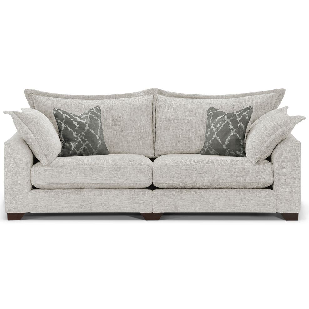 Dewsbury 4 Seater Sofa in Milo Ivory Fabric with Mink Scatter Cushions 2