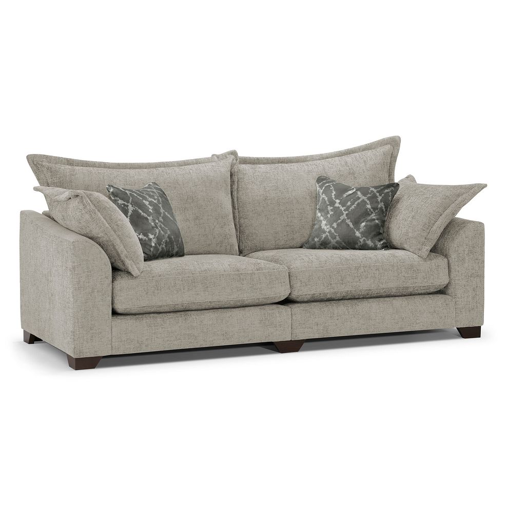 Dewsbury 4 Seater Sofa in Milo Mink Fabric with Mink Scatter Cushions 1