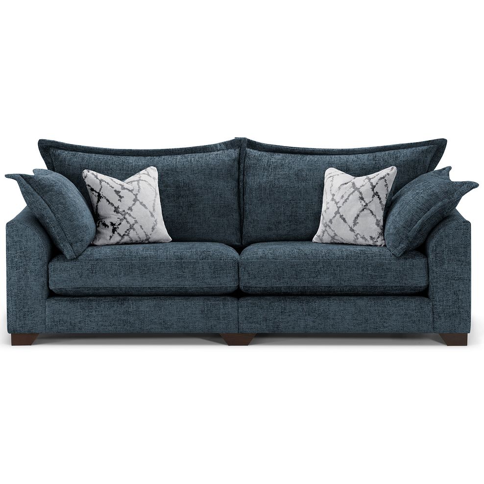 Dewsbury 4 Seater Sofa in Milo Navy Fabric with Silver Scatter Cushions 4