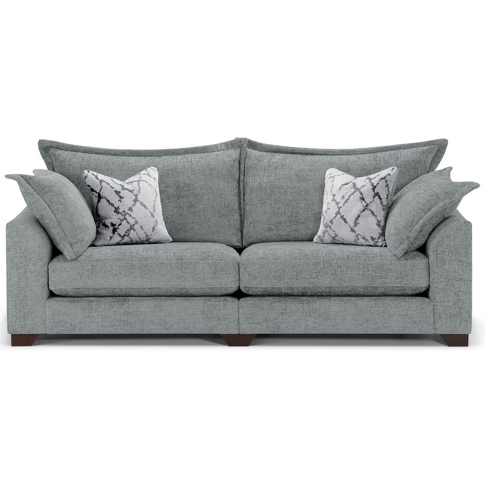 Dewsbury 4 Seater Sofa in Milo Pewter Fabric with Silver Scatter Cushions 2