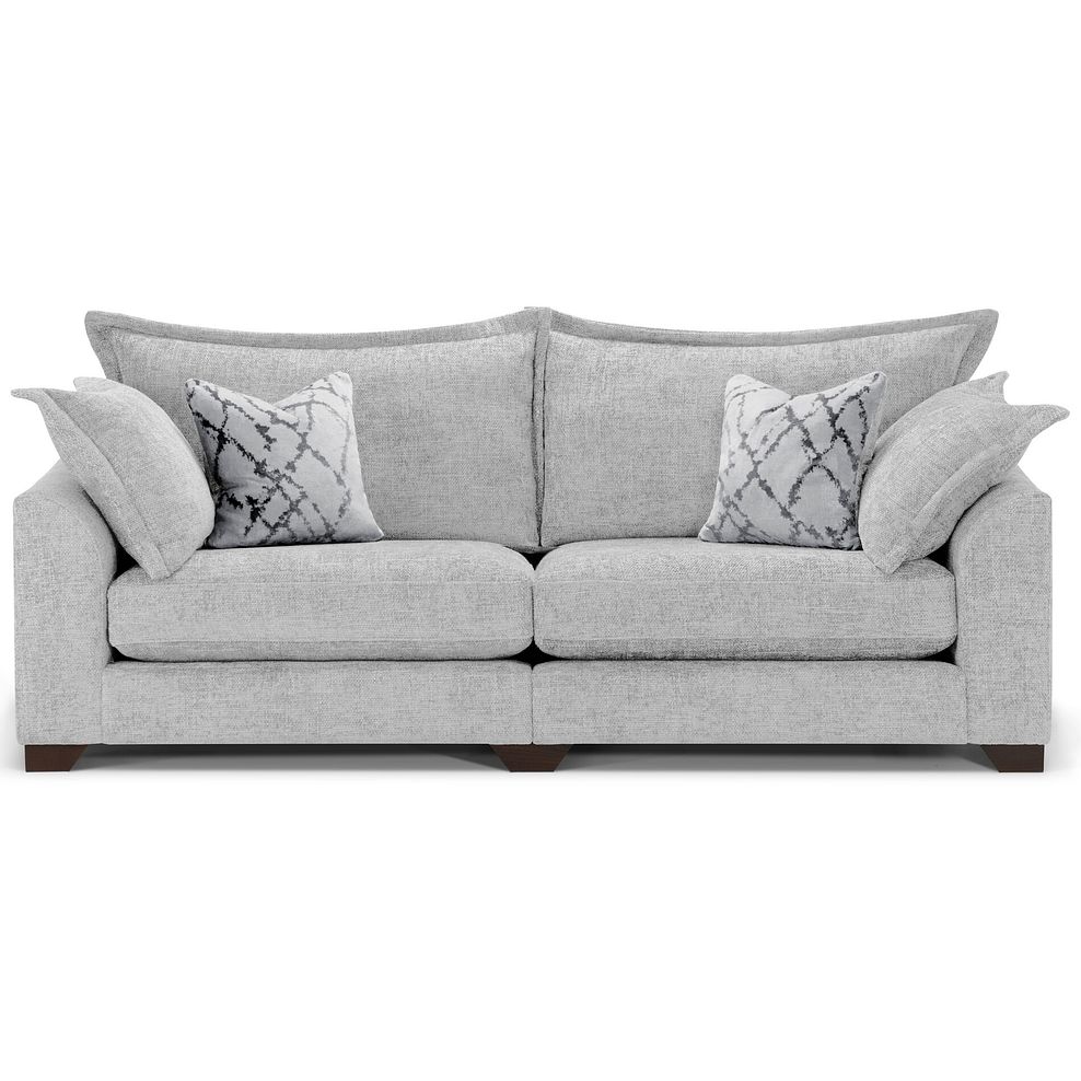 Dewsbury 4 Seater Sofa in Milo Silver Fabric with Silver Scatter Cushions 2