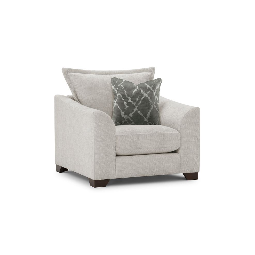 Dewsbury Armchair in Milo Ivory Fabric with Mink Scatter Cushion 1