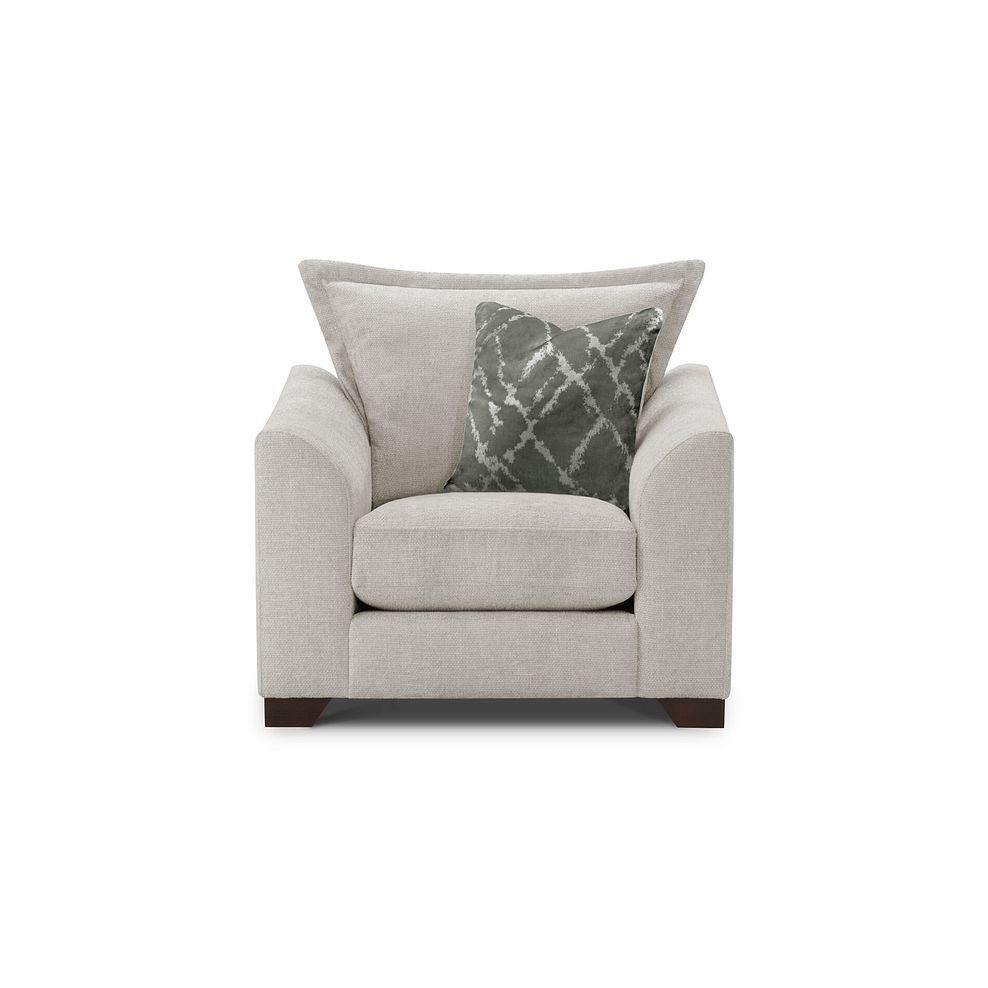 Dewsbury Armchair in Milo Ivory Fabric with Mink Scatter Cushion 2