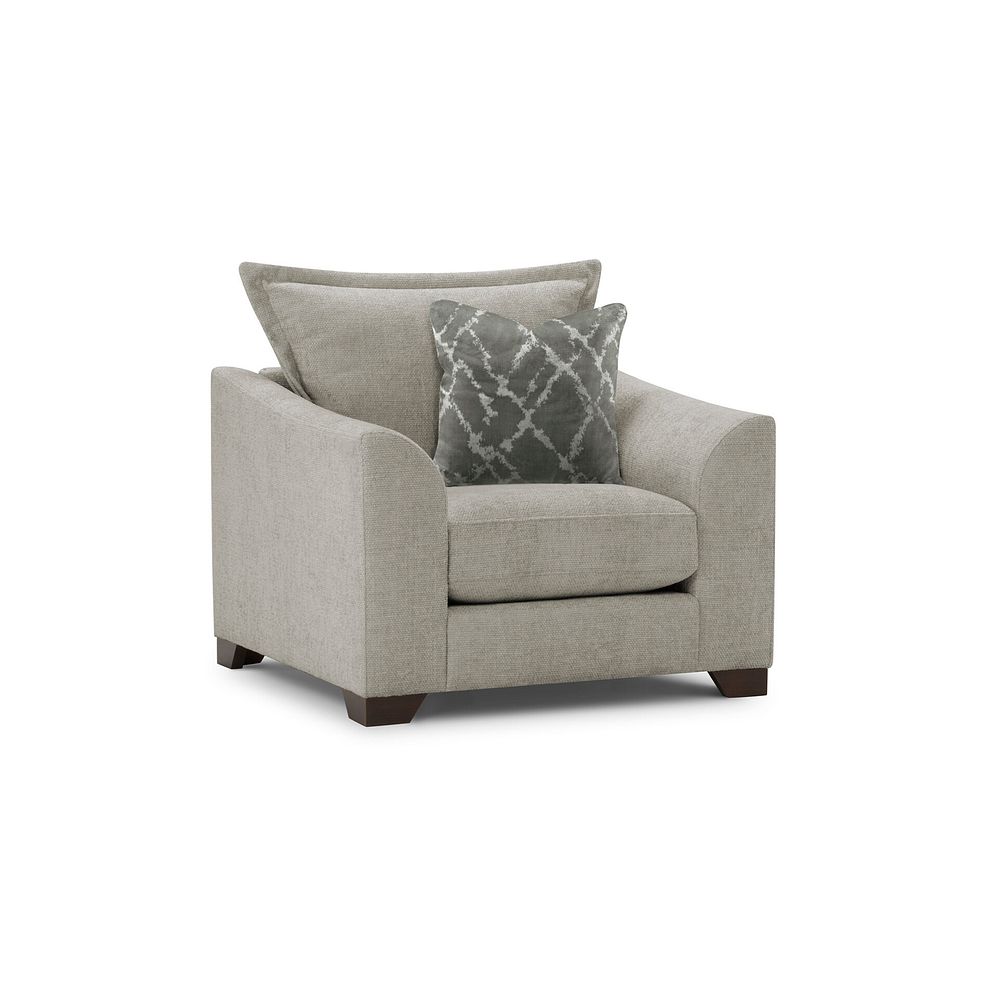 Dewsbury Armchair in Milo Mink Fabric with Mink Scatter Cushion 1