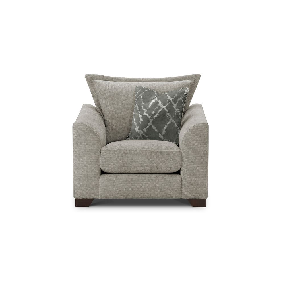 Dewsbury Armchair in Milo Mink Fabric with Mink Scatter Cushion 2