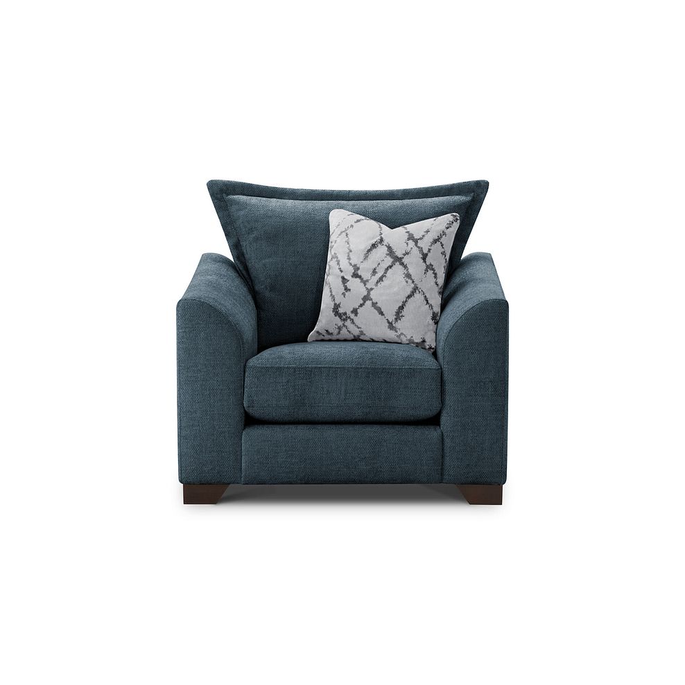 Dewsbury Armchair in Milo Navy Fabric with Silver Scatter Cushion 2