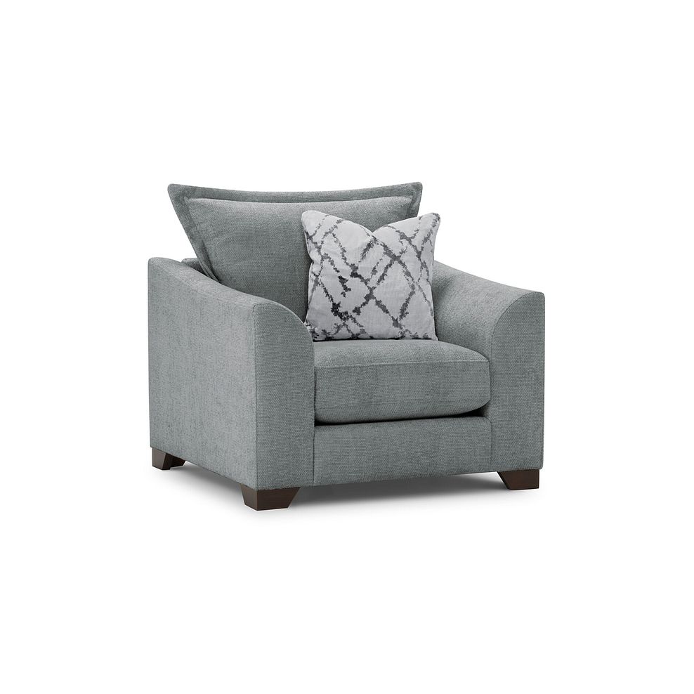 Dewsbury Armchair in Milo Pewter Fabric with Silver Scatter Cushion 1