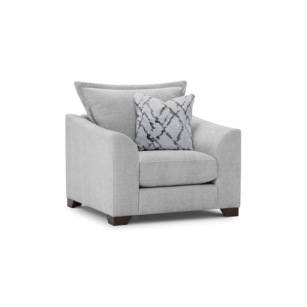 Dewsbury Armchair in Milo Silver Fabric with Silver Scatter Cushion 1