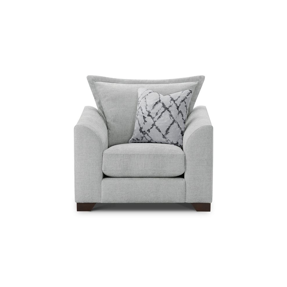 Dewsbury Armchair in Milo Silver Fabric with Silver Scatter Cushion 2