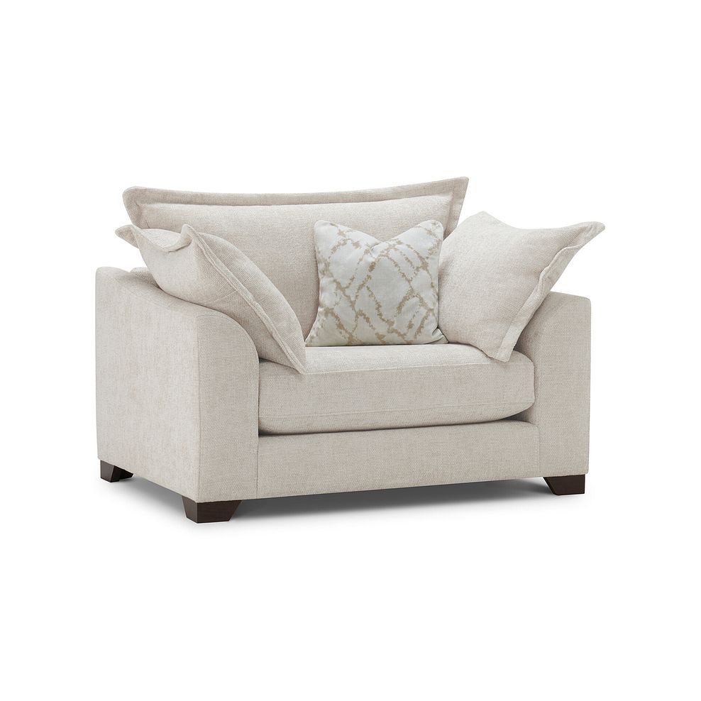 Dewsbury Loveseat in Milo Cream Fabric with Natural Scatter Cushions 2