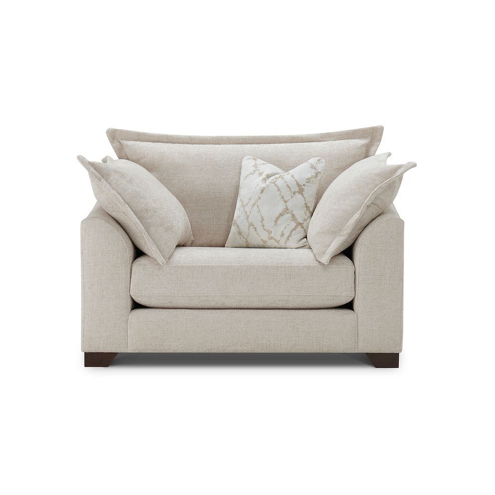 Dewsbury Loveseat in Milo Cream Fabric with Natural Scatter Cushions 3