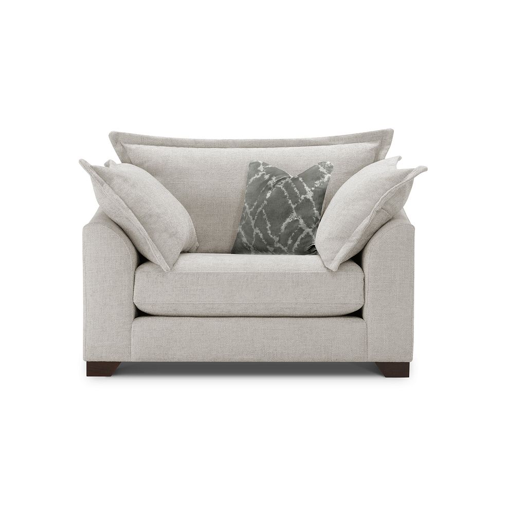 Dewsbury Loveseat in Milo Ivory Fabric with Mink Scatter Cushions 2