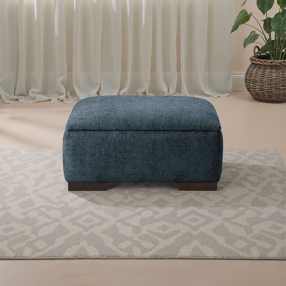 Dewsbury Storage Footstool in Milo Navy Fabric 1