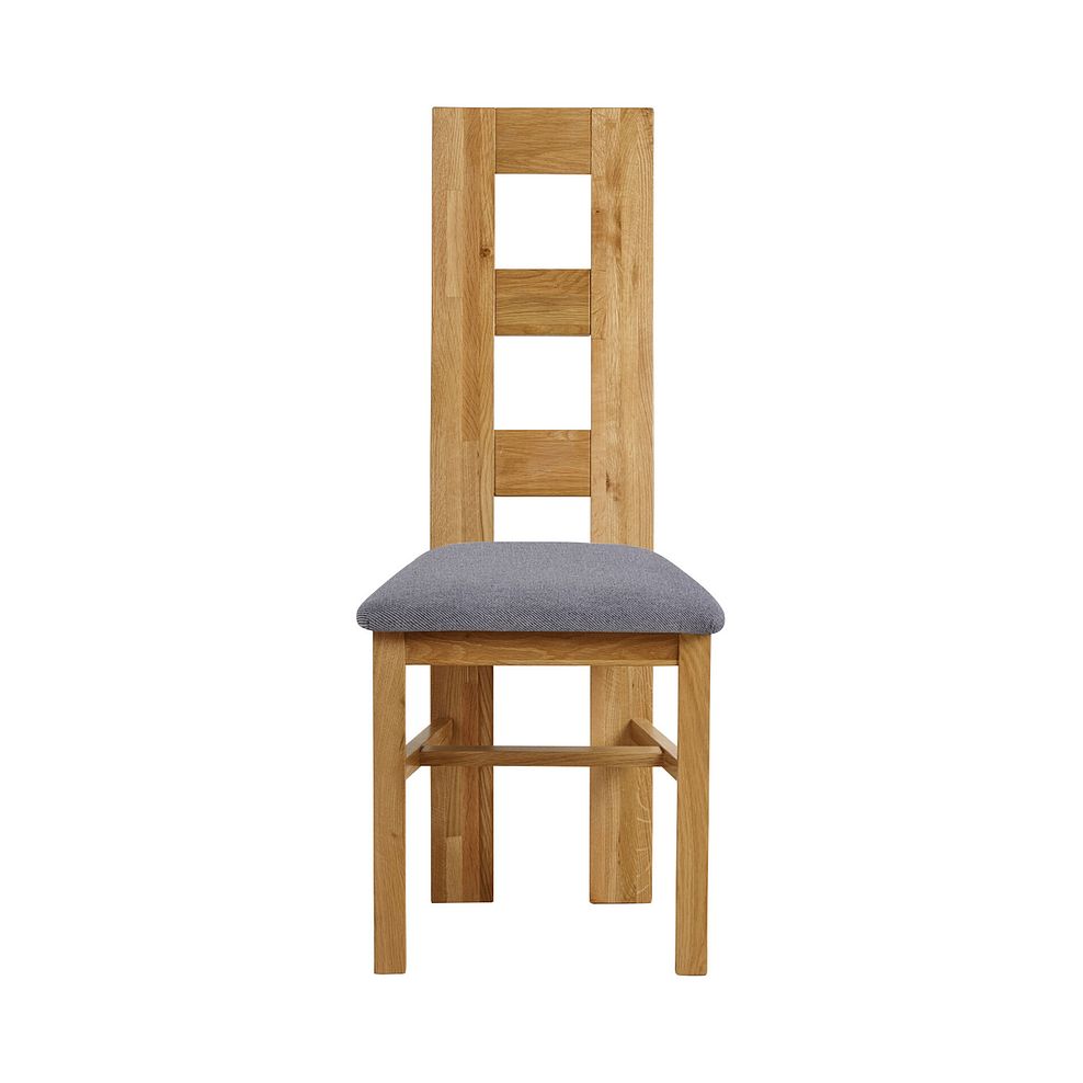 Dorset 3ft x 3ft Natural Oak Extending Dining Table + 4 Wave Back Natural Solid Oak Chair with Dappled Beige Fabric Seat 4
