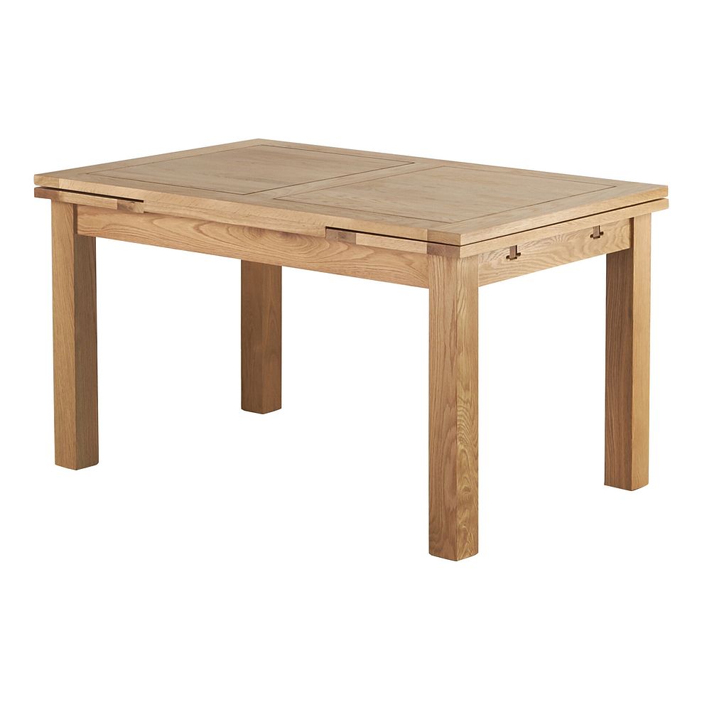 Dorset Natural Oak Extending Dining Table + 4 Wave Back Oak Chairs with Vintage Tan Leather Look 2