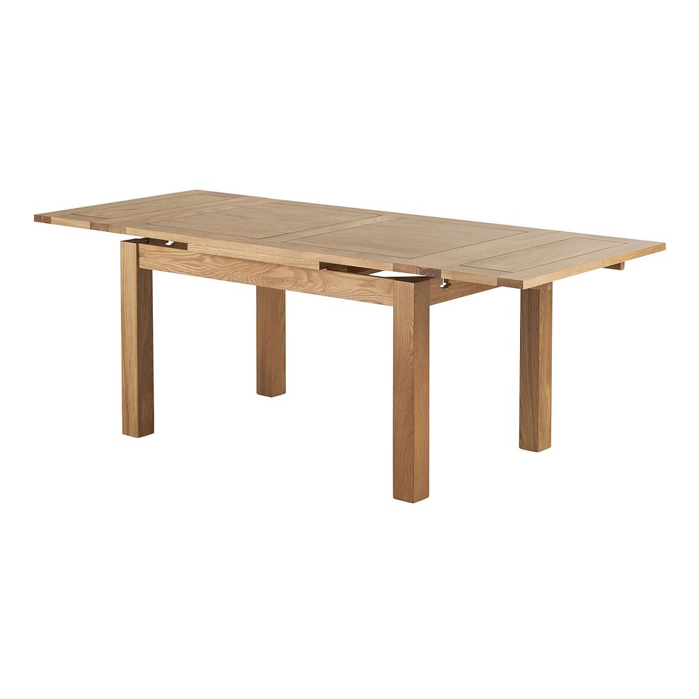 Dorset Natural Oak Extending Dining Table + 4 Wave Back Oak Chairs with Vintage Tan Leather Look 3