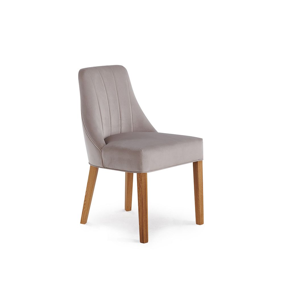 Dorset 4ft 7" Natural Oak Extending Dining Table + 6 Marlene Chairs with Oak Legs in Grey Velvet 4