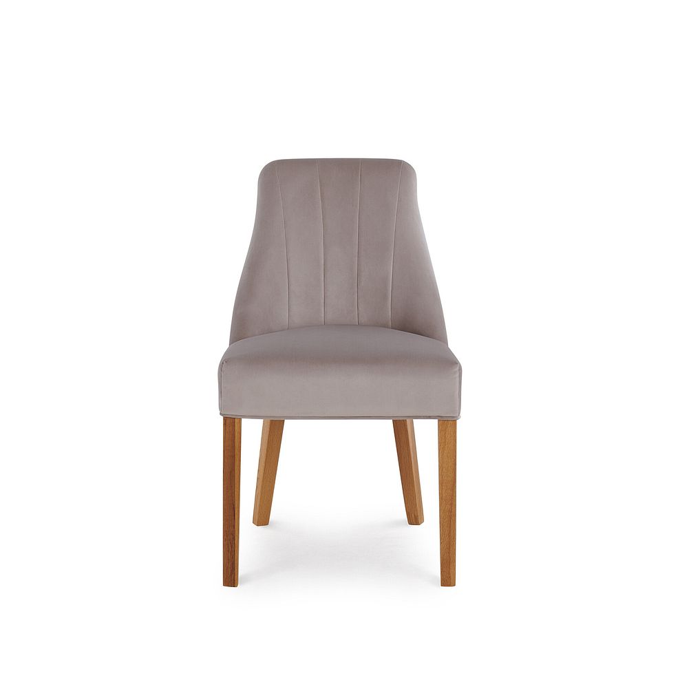 Dorset 4ft 7" Natural Oak Extending Dining Table + 6 Marlene Chairs with Oak Legs in Grey Velvet 5
