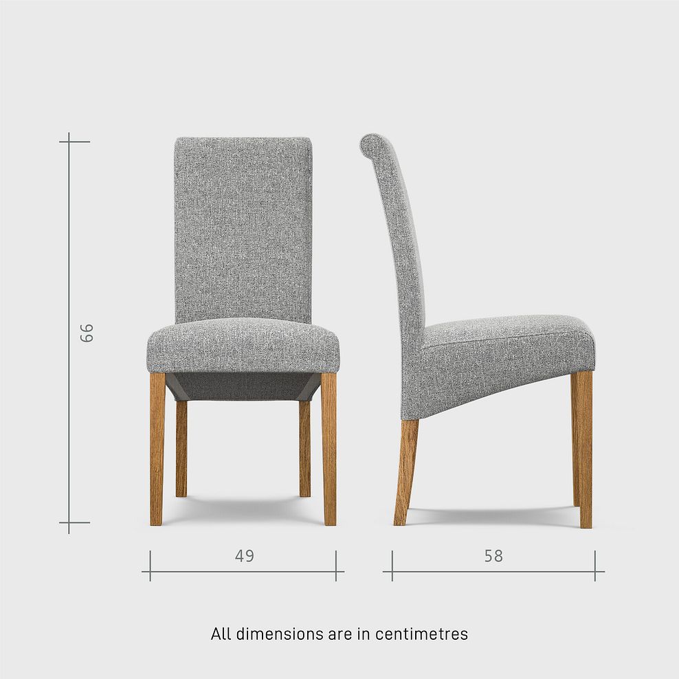 Dorset 6ft x 3ft Natural Oak Extending Dining Table and 6 Scroll Back Chair in Conway Grey Fabric 7