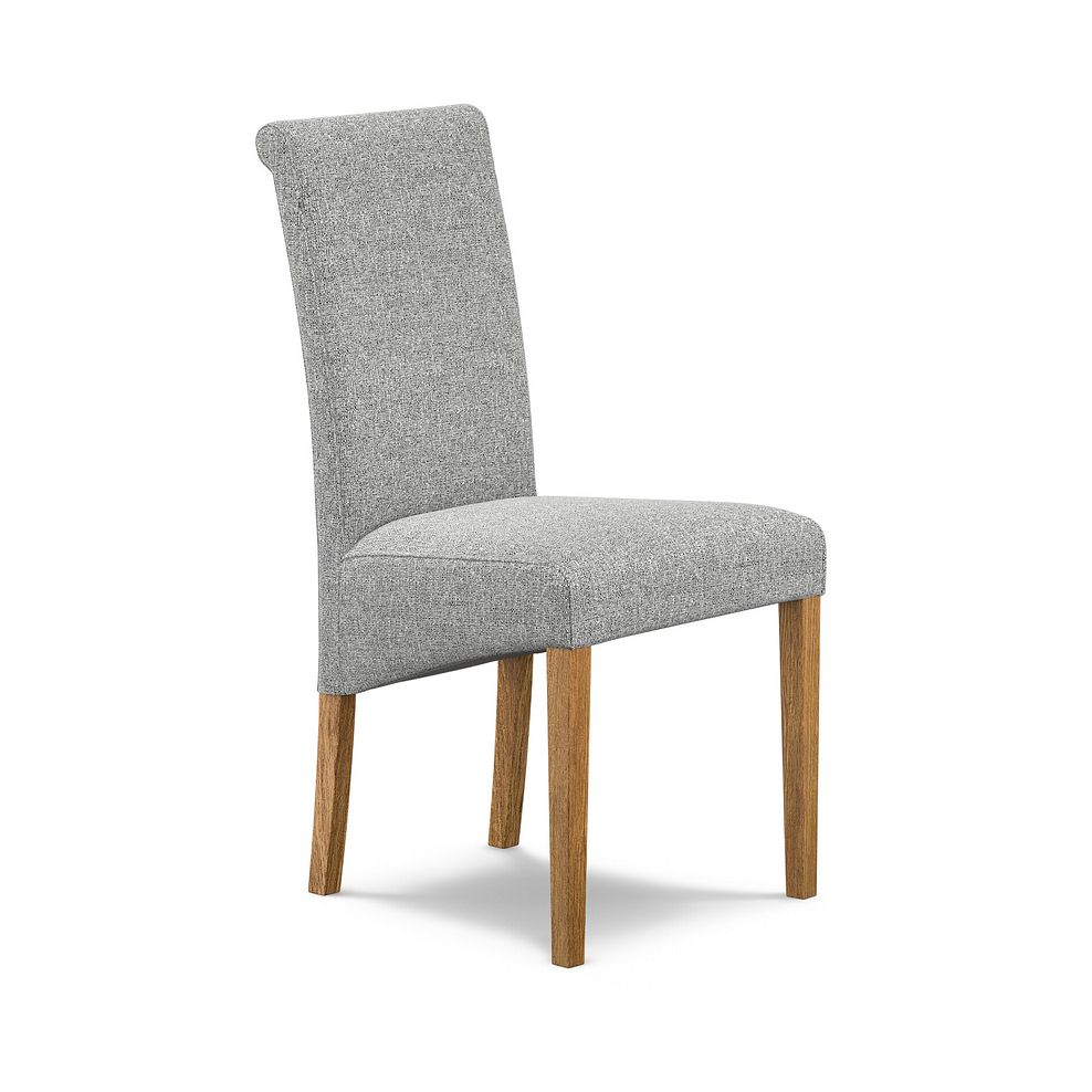 Dorset 6ft x 3ft Natural Oak Extending Dining Table and 6 Scroll Back Chair in Conway Grey Fabric 2