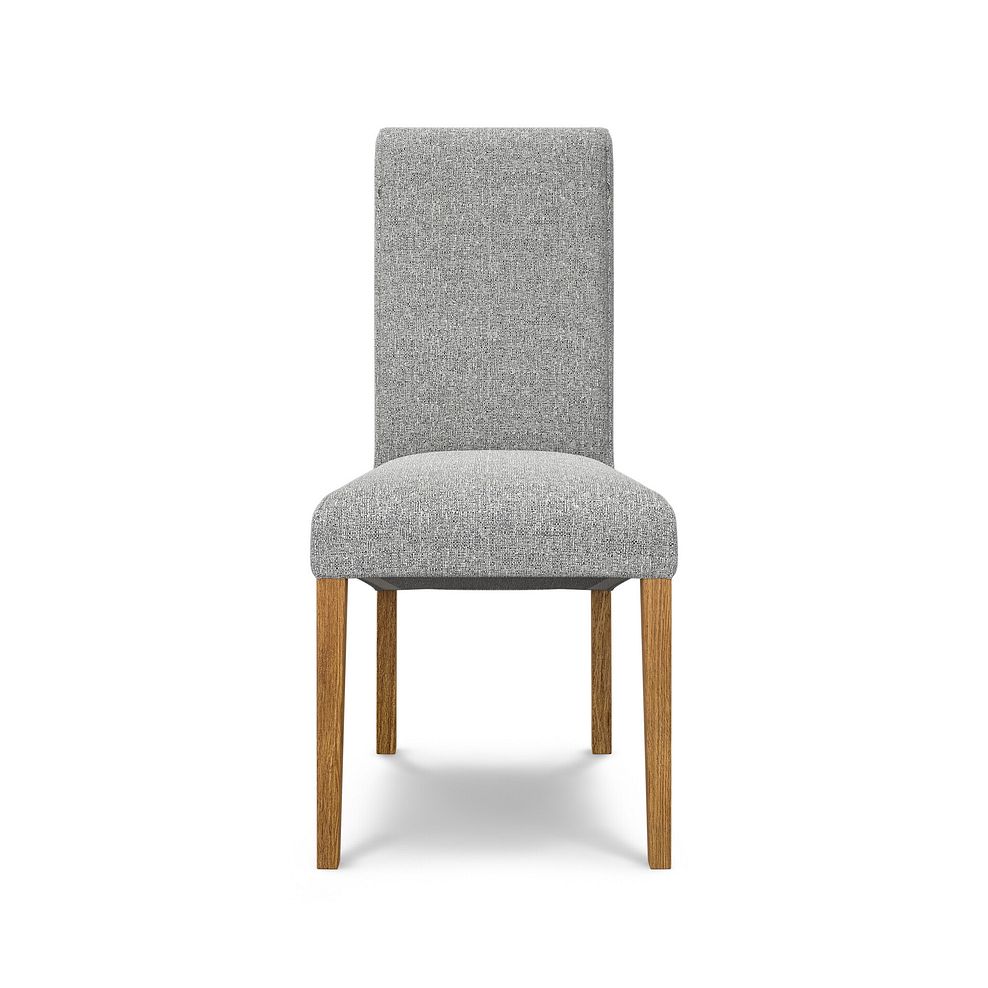 Dorset 6ft x 3ft Natural Oak Extending Dining Table and 6 Scroll Back Chair in Conway Grey Fabric 3