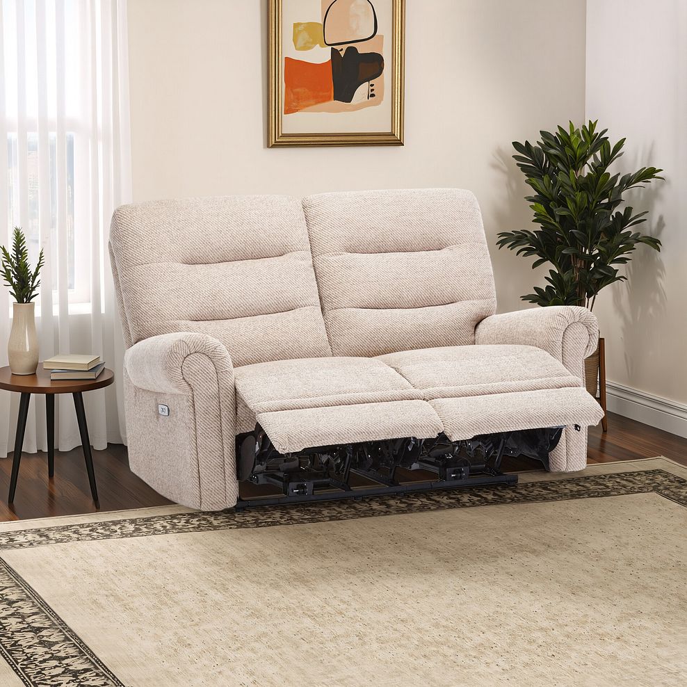 Eastbourne Recliner 2 Seater with USB in Dorset Beige Fabric 1
