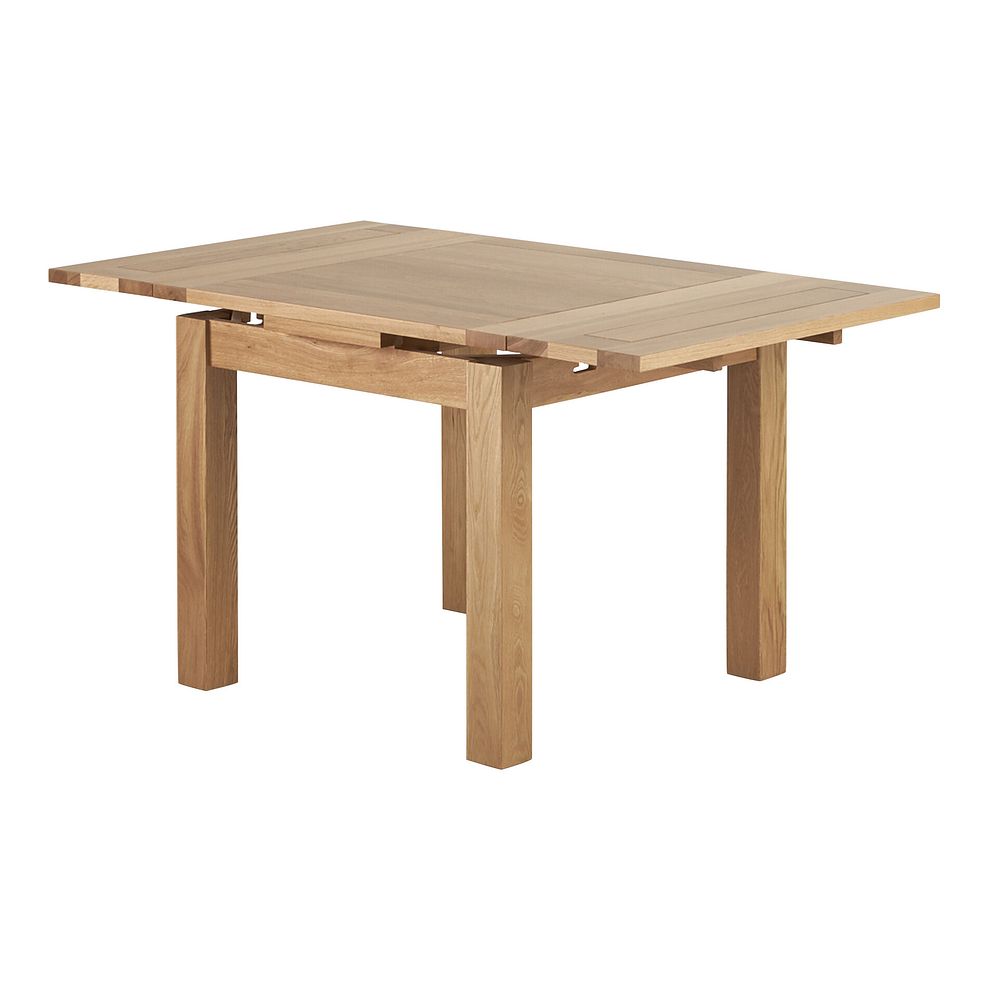 Dorset Natural Oak 3ft Extending Dining Table + 4 Lily Natural Oak Dining Chairs with Dappled Beige Fabric Seat 3