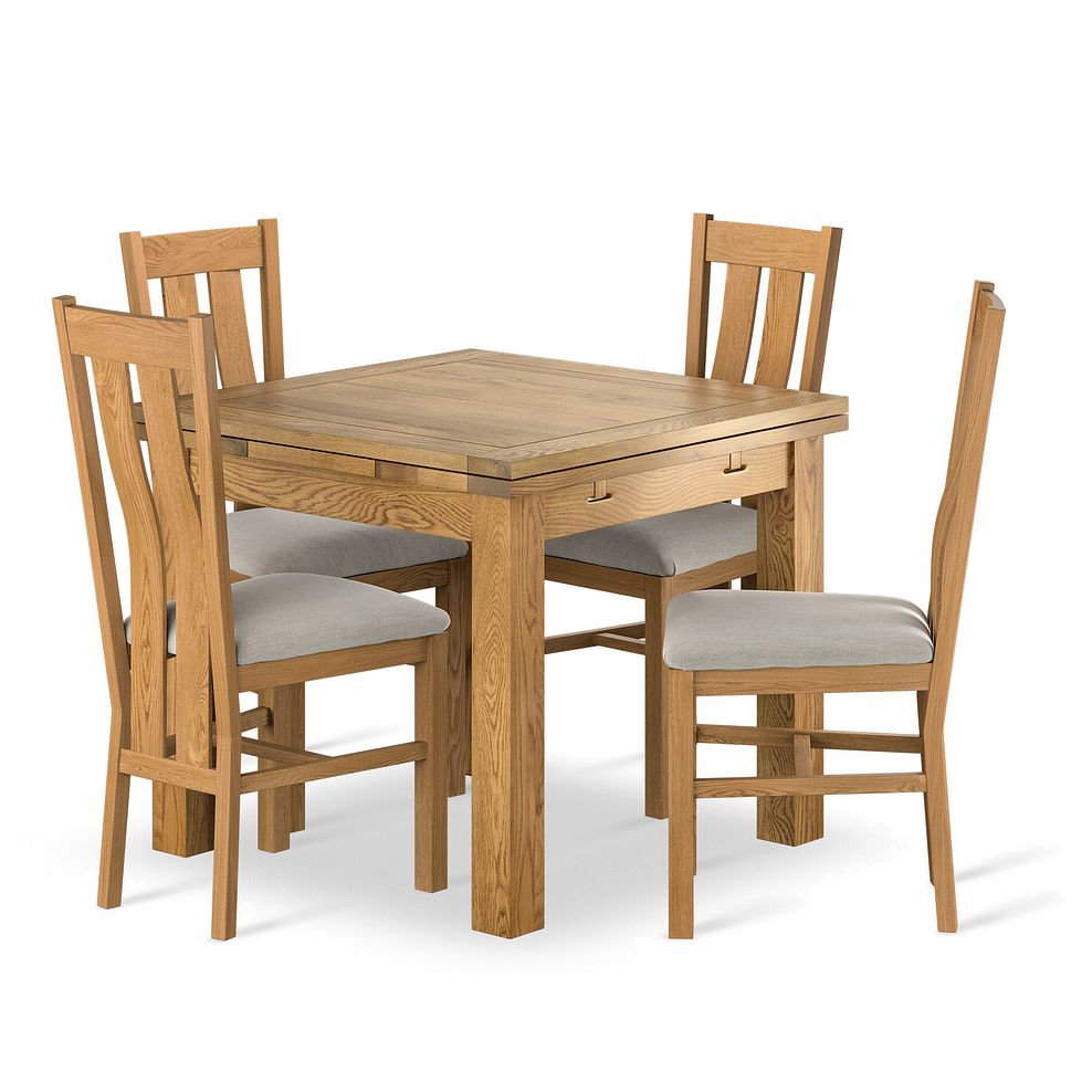 Dorset Natural Oak Extending Dining Table And 4 Arched Backs In Verona Cream  1