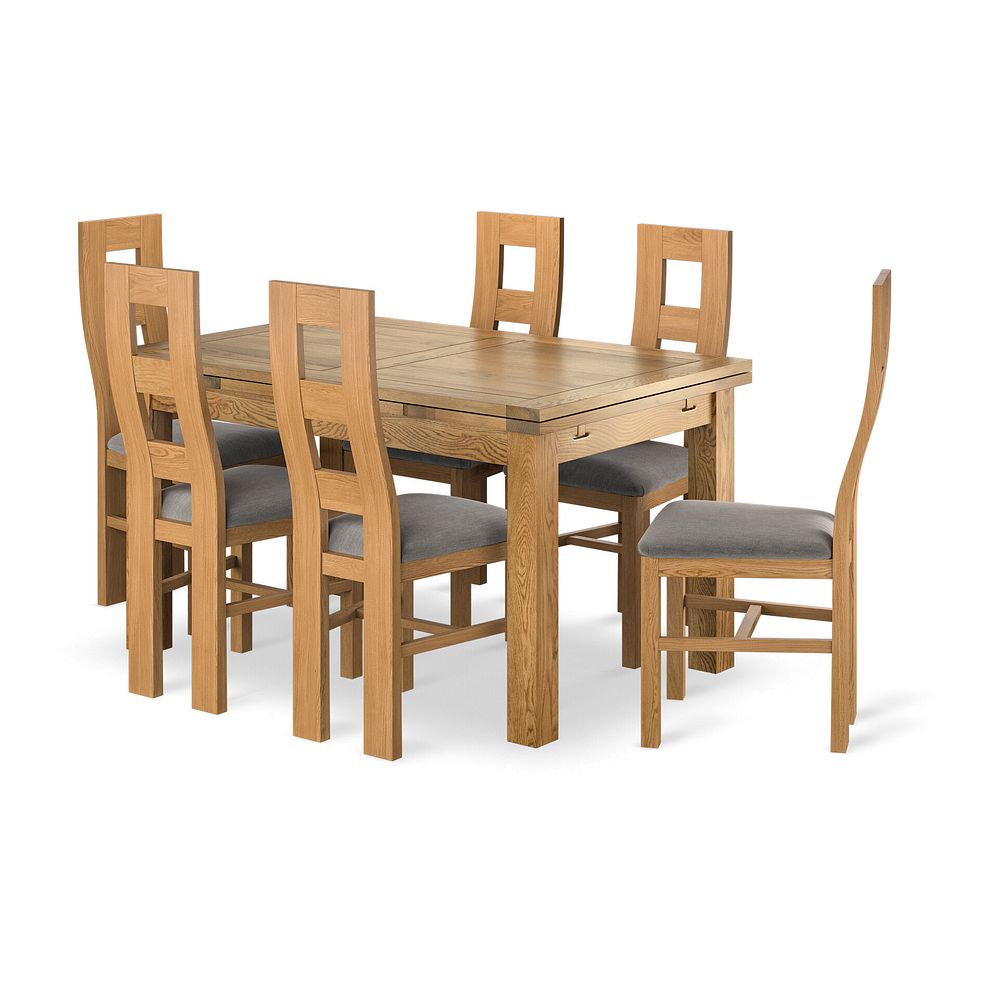 Dorset Natural Oak Extending Dining Table And 6 Wave Backs In Verona Mocha  1