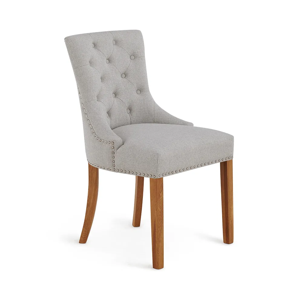 Dorset Natural Solid Oak 6ft Extending Table and 8 Vivien Button Back Chairs in Cream Fabric 4