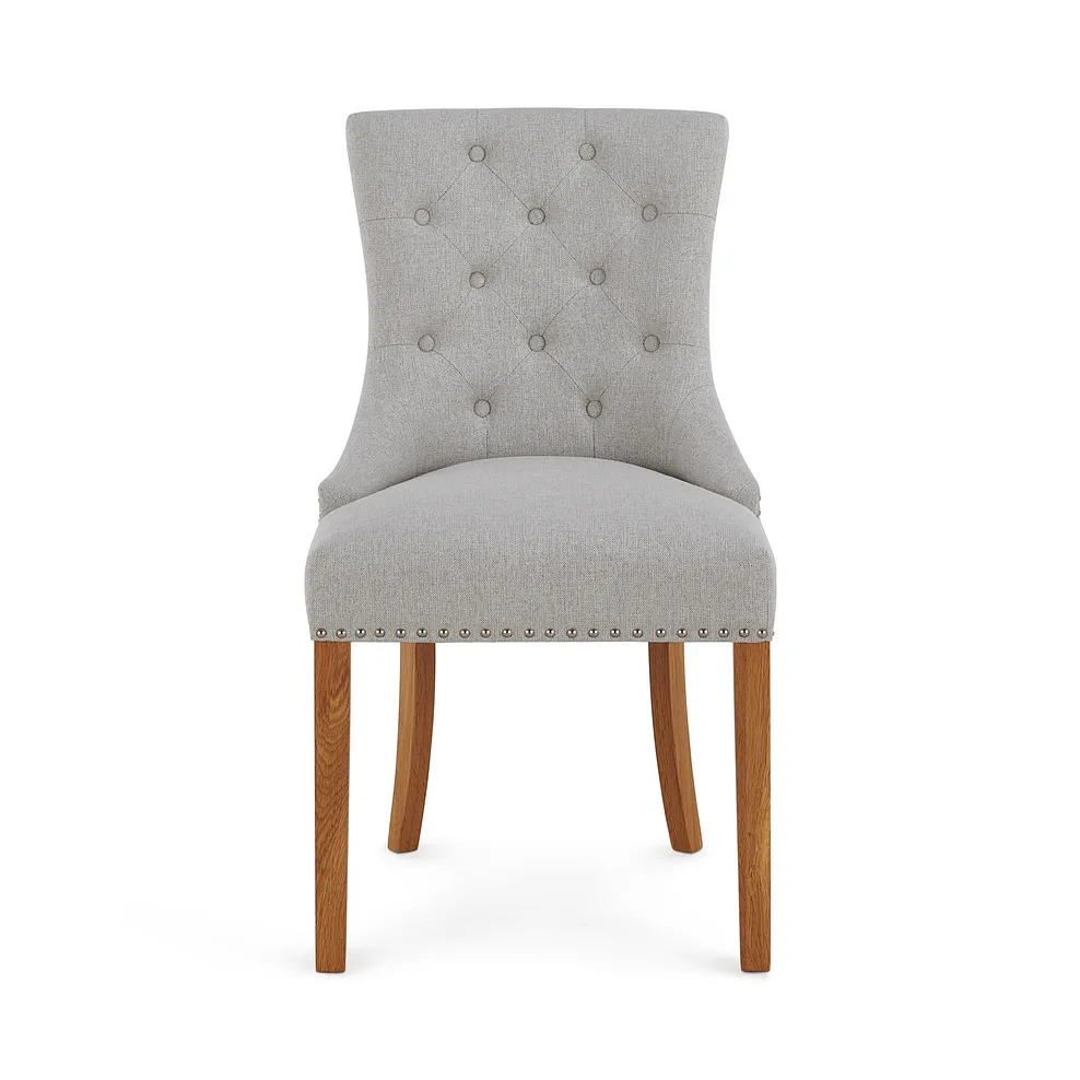 Dorset Natural Solid Oak 6ft Extending Table and 8 Vivien Button Back Chairs in Cream Fabric 5
