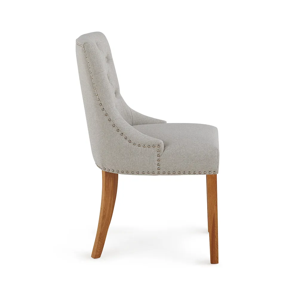 Dorset Natural Solid Oak 6ft Extending Table and 8 Vivien Button Back Chairs in Cream Fabric 6
