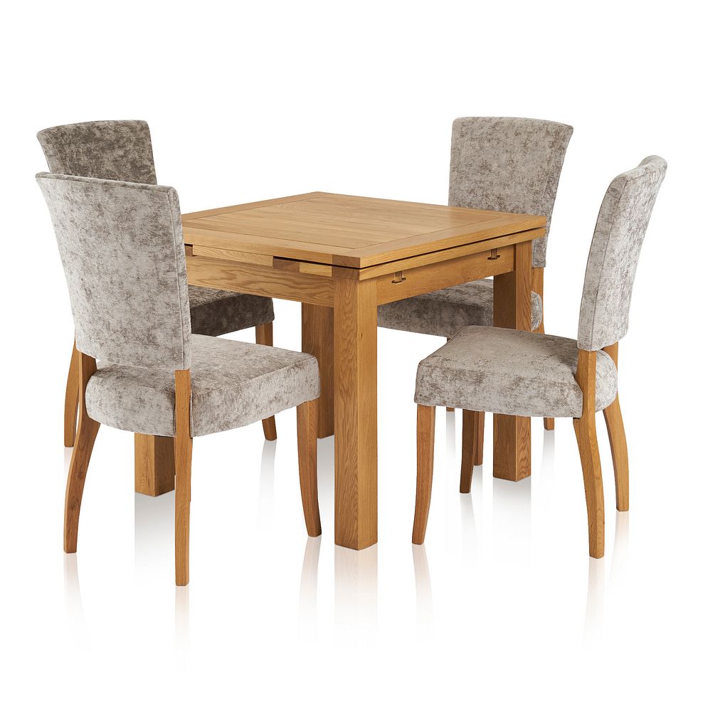 Dorset Natural Solid Oak 3ft Extending Table and 4 Curve Back Plain Truffle Fabric Chairs Thumbnail 1