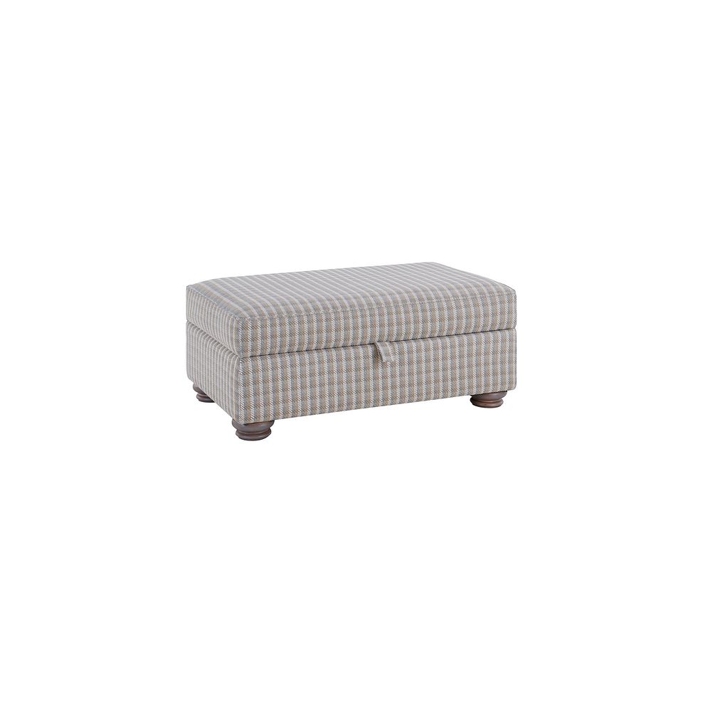 Hampton Accent Storage Footstool in Duck Egg and Natural Gingham Fabric
