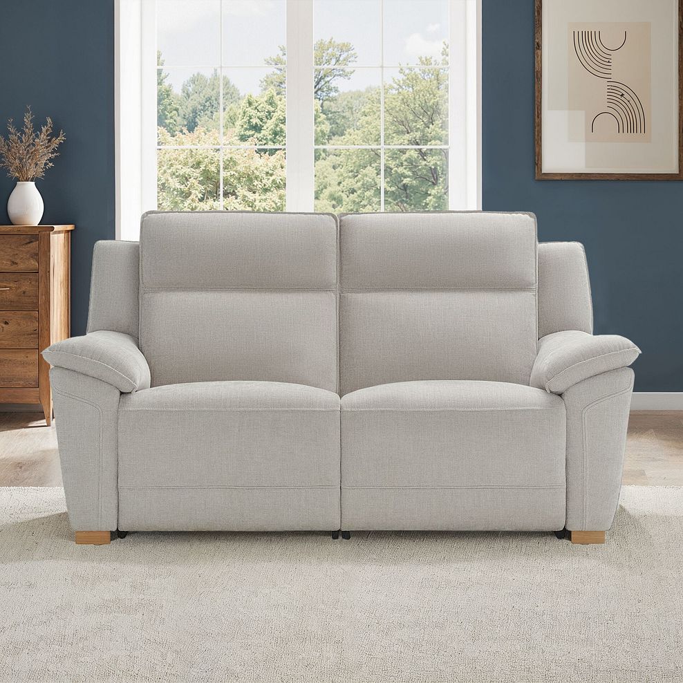 Dune 2 Seater Electric Recliner with Power Headrest Sofa in Amigo Dove Fabric 1
