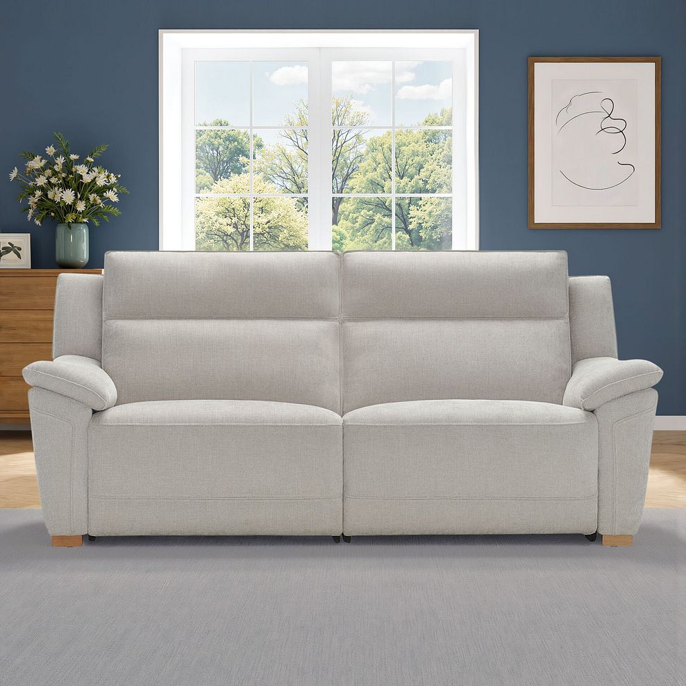 Dune 3 Seater Electric Recliner with Power Headrest Sofa in Amigo Dove Fabric 1
