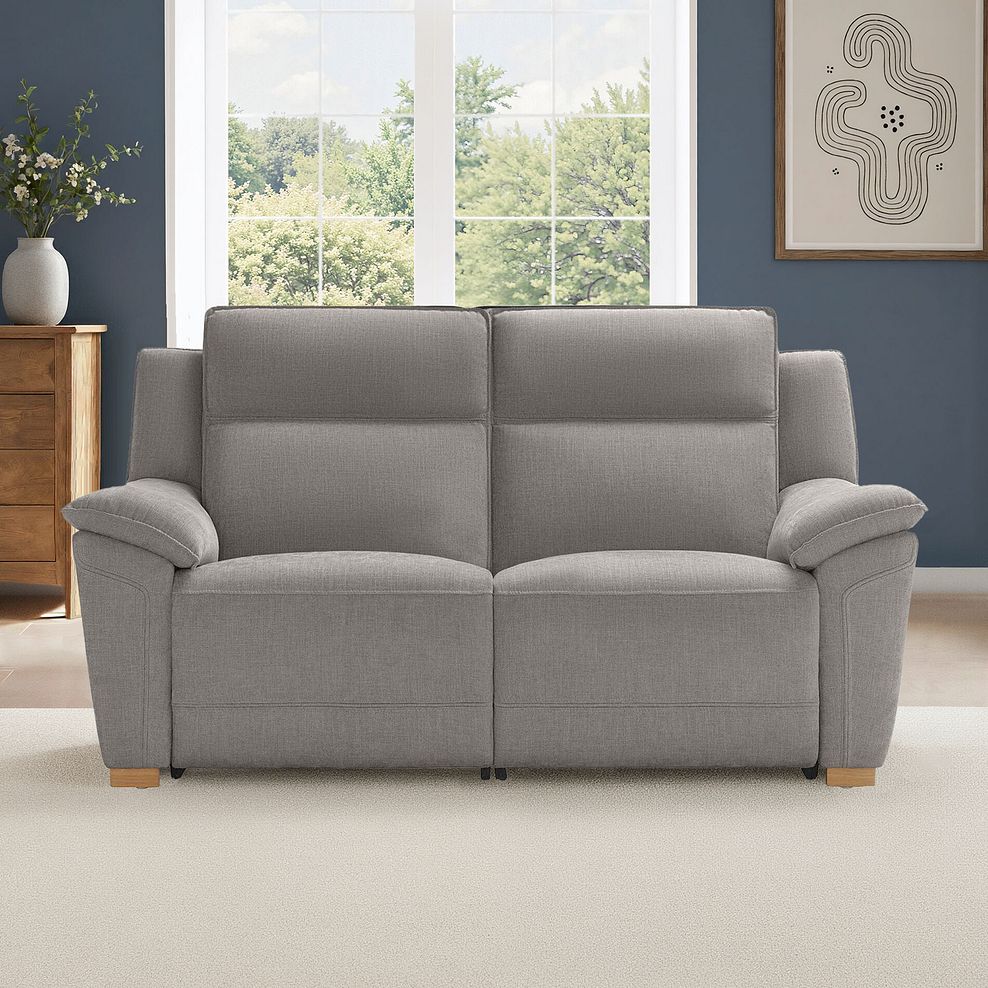 Dune 2 Seater Electric Recliner with Power Headrest Sofa in Amigo Granite Fabric 1