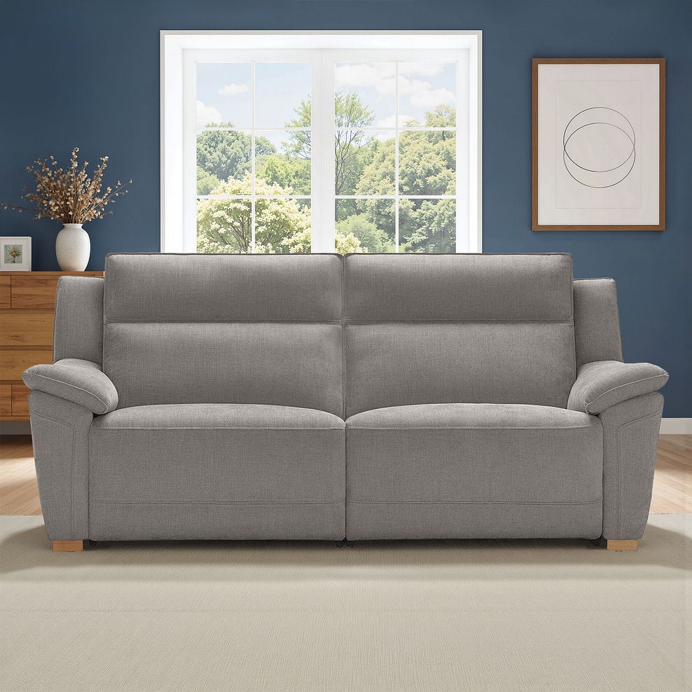 Dune 3 Seater Electric Recliner with Power Headrest Sofa in Amigo Granite Fabric 1