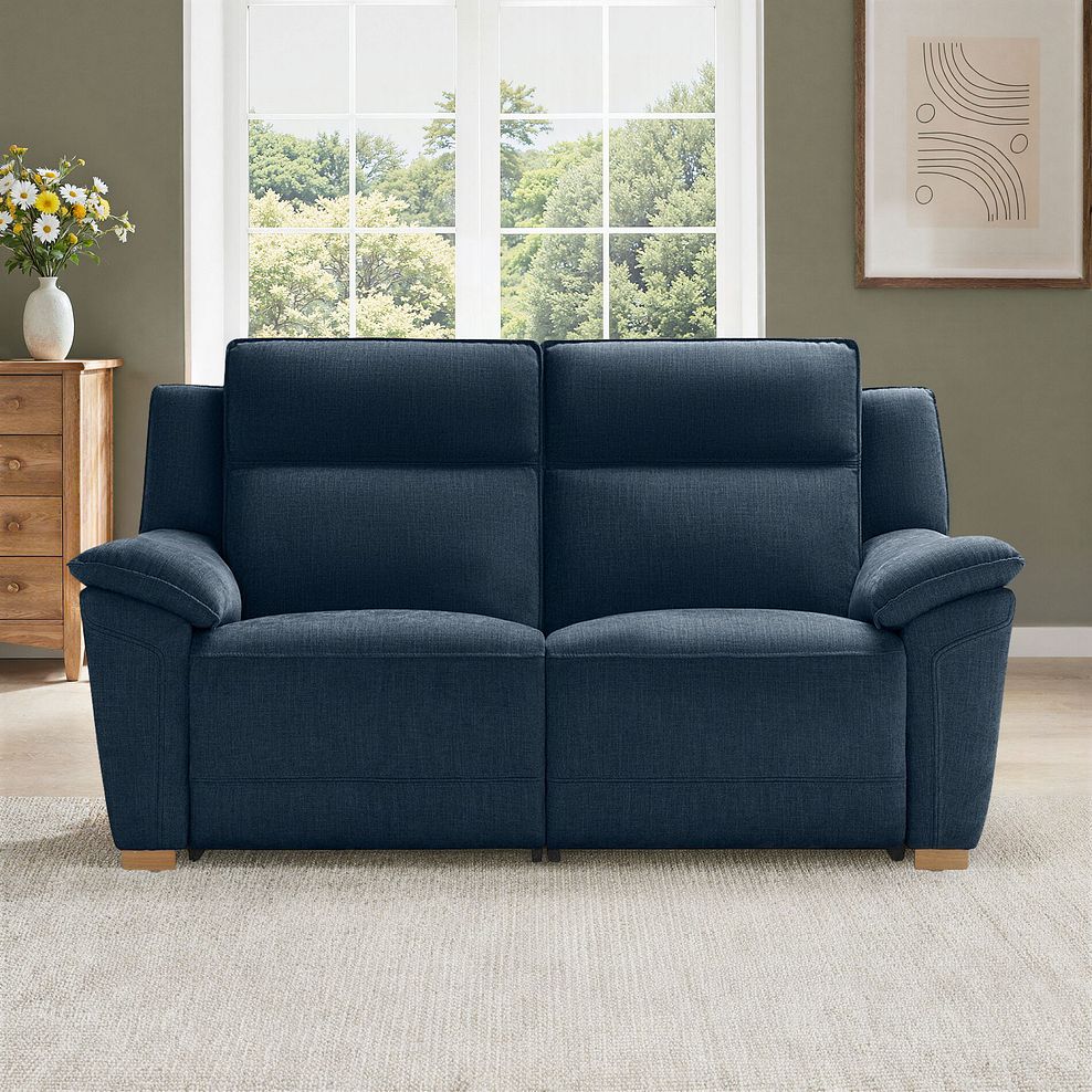 Dune 2 Seater Electric Recliner with Power Headrest Sofa in Amigo Navy Fabric 1