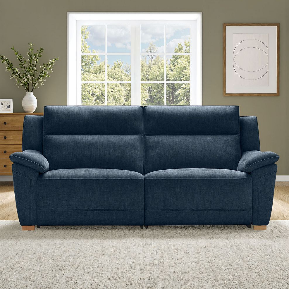 Dune 3 Seater Electric Recliner with Power Headrest Sofa in Amigo Navy Fabric 1