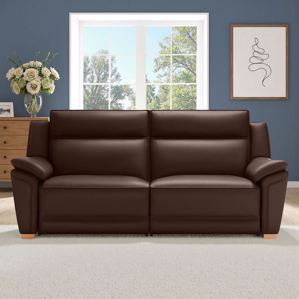 Dune 3 Seater Electric Recliner with Power Headrest Sofa in Coffee Bean Leather 1