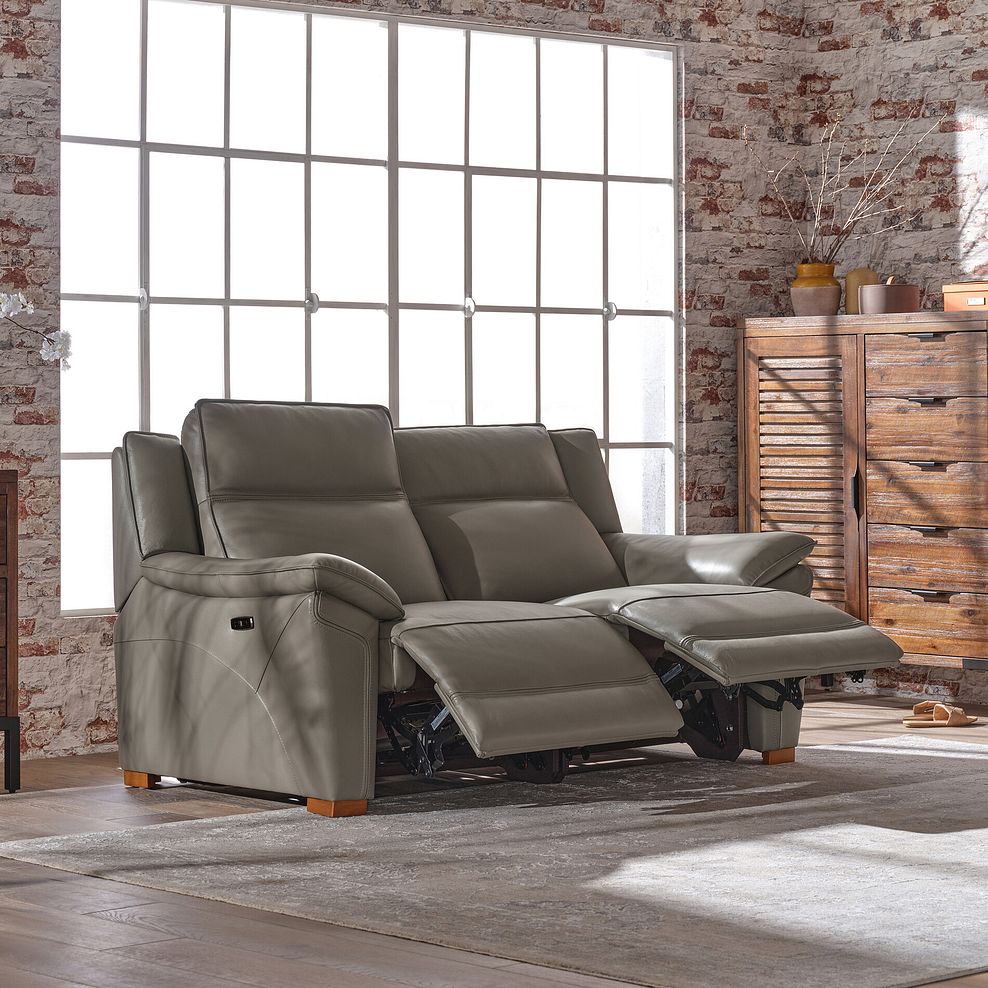 Dune 2 Seater Electric Recliner Sofa in Elephant Grey Leather 2