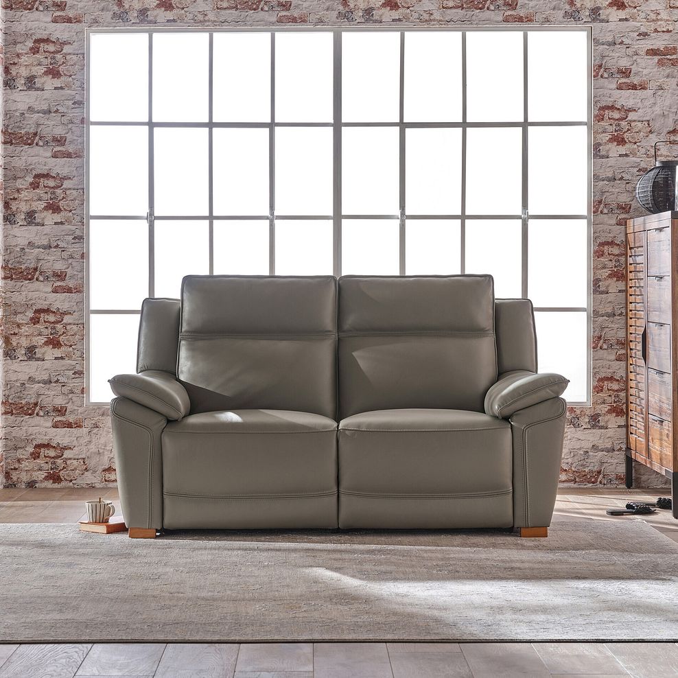 Dune 2 Seater Electric Recliner Sofa in Elephant Grey Leather 4
