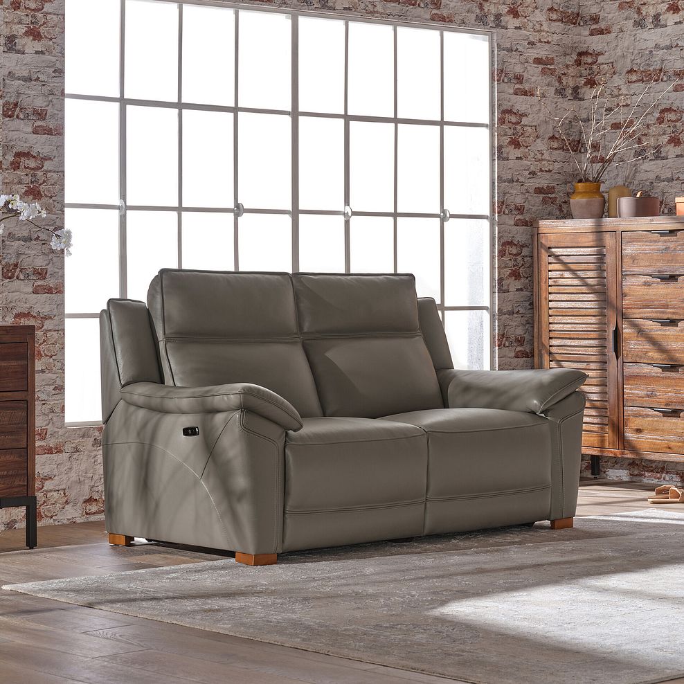 Dune 2 Seater Electric Recliner with Power Headrest Sofa in Elephant Grey Leather 3