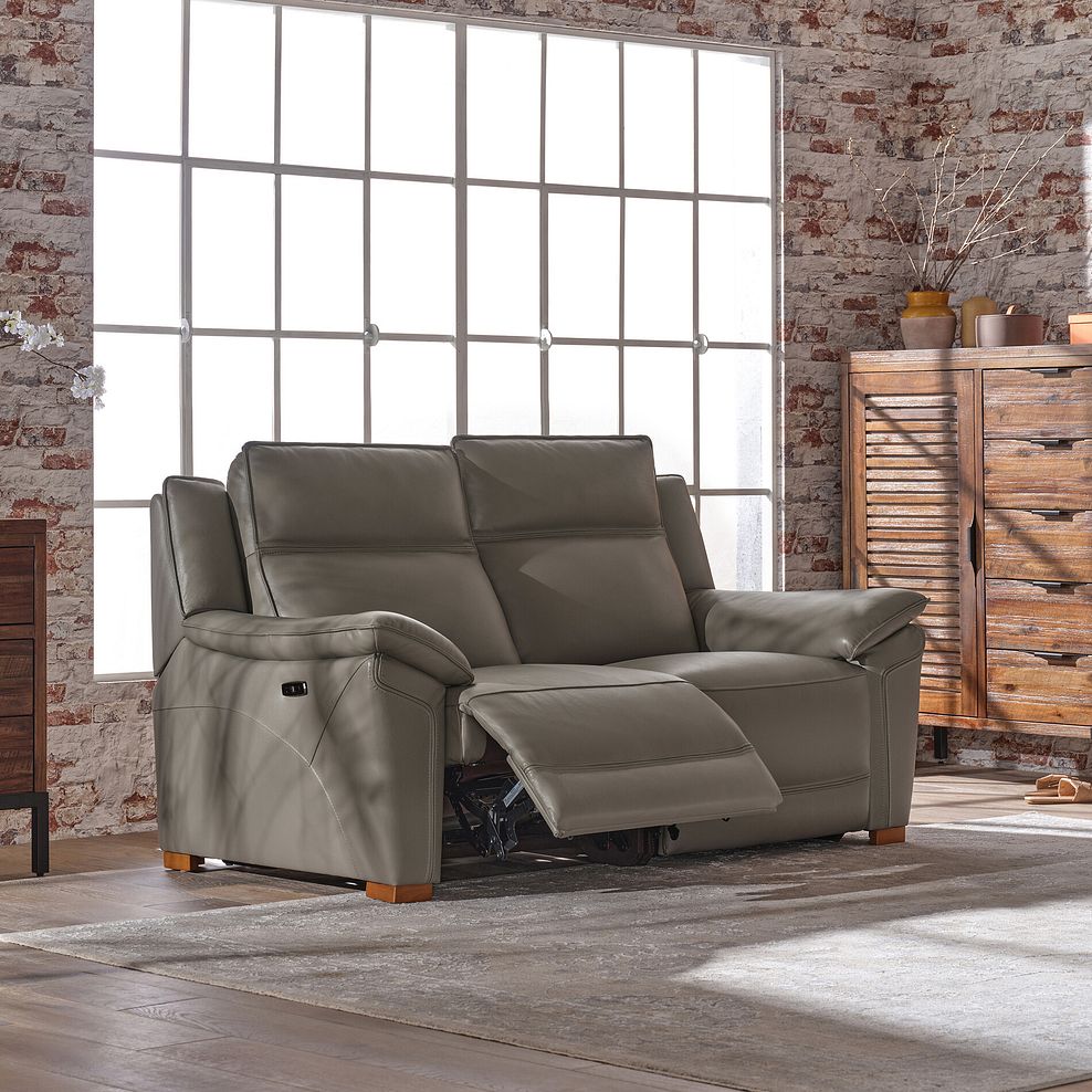 Dune 2 Seater Electric Recliner with Power Headrest Sofa in Elephant Grey Leather 1