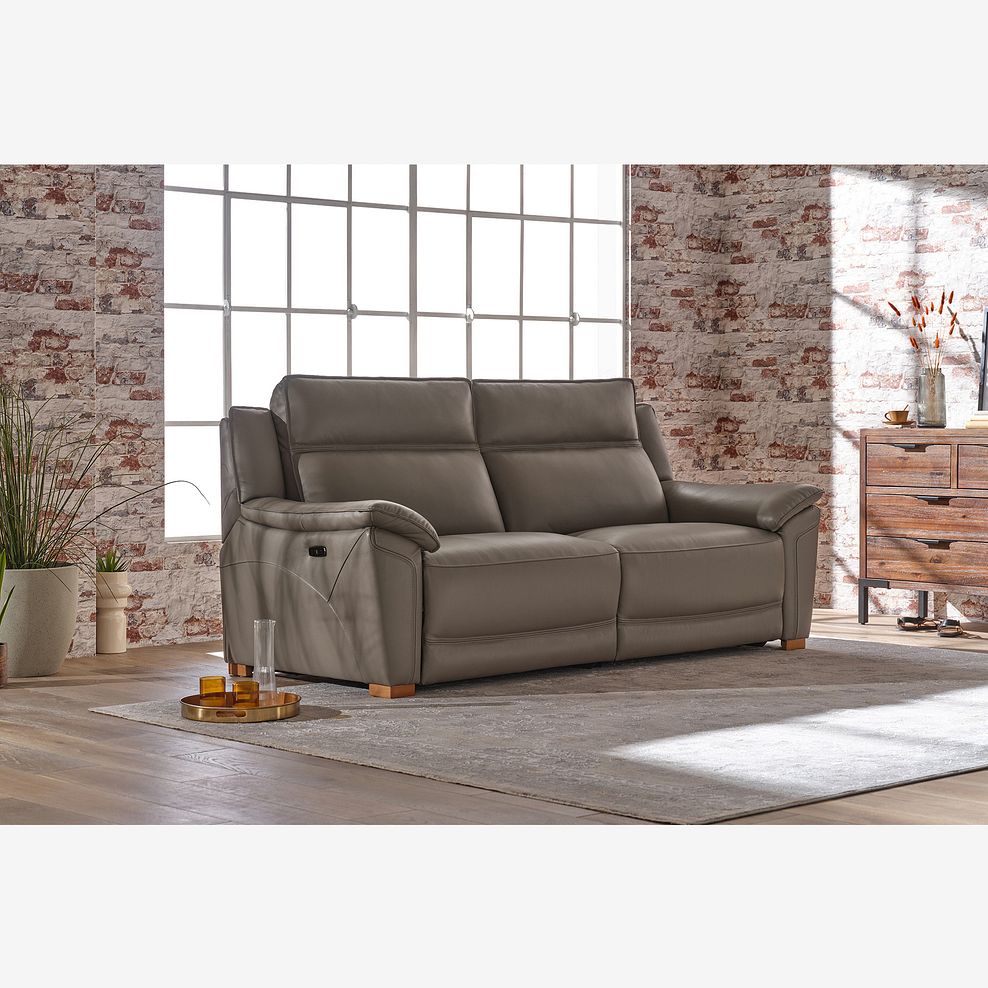Dune 3 Seater Electric Recliner Sofa in Elephant Grey Leather Thumbnail 1
