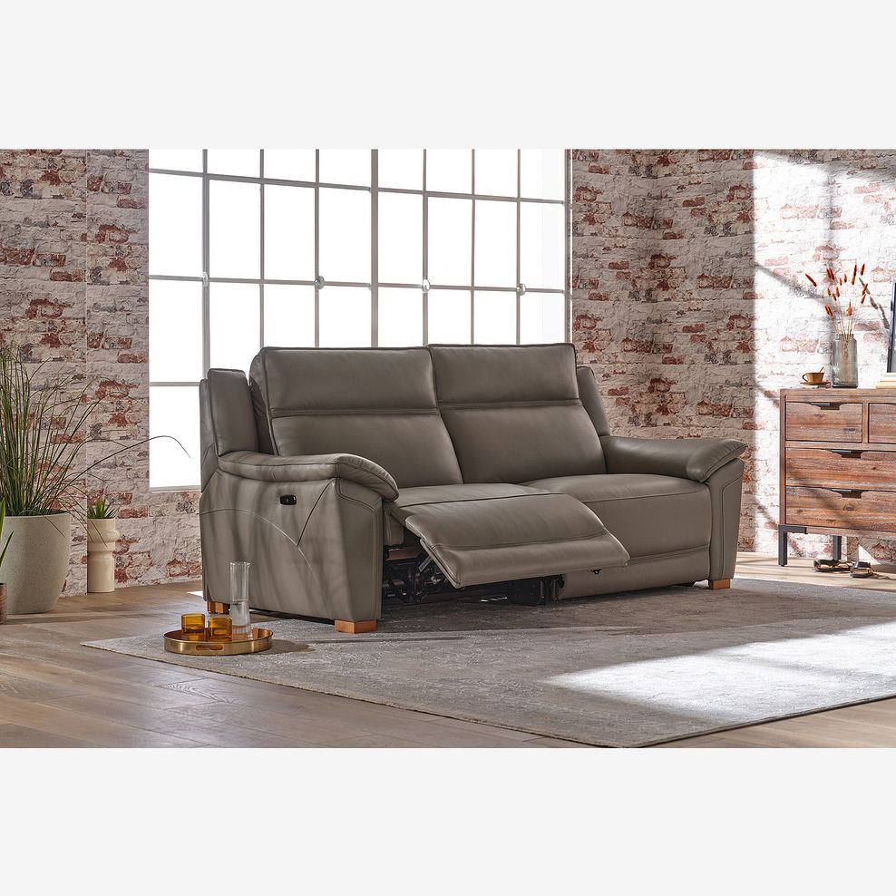 Dune 3 Seater Electric Recliner Sofa in Elephant Grey Leather 2