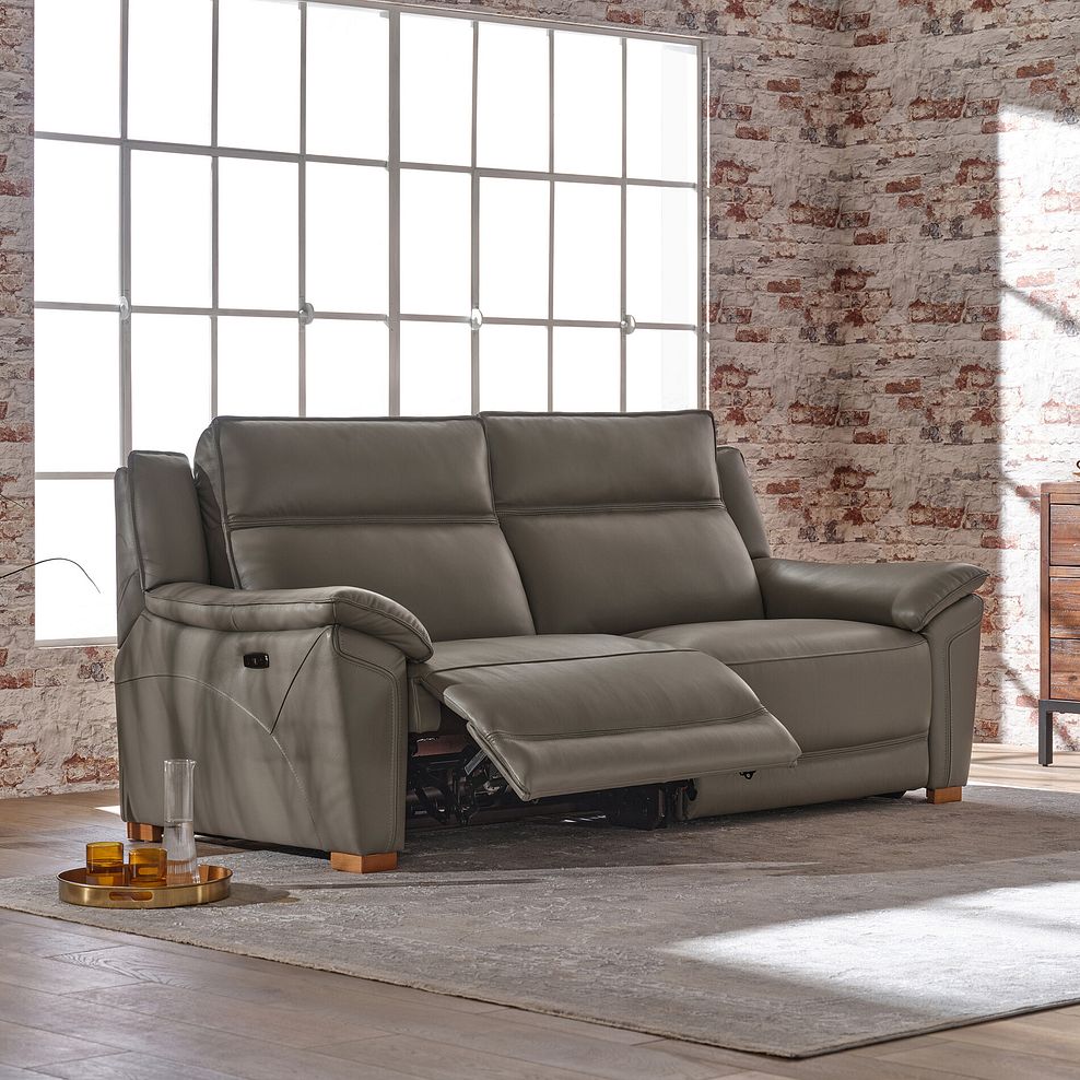Dune 3 Seater Electric Recliner Sofa in Elephant Grey Leather 1