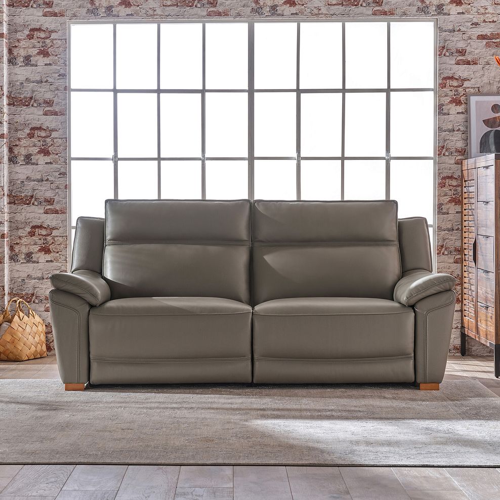 Dune 3 Seater Electric Recliner with Power Headrest Sofa in Elephant Grey Leather 3